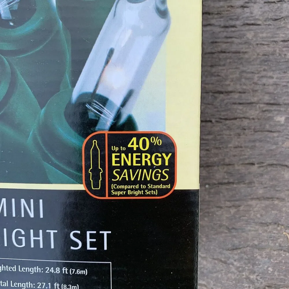 Lot of 3 100 Mini Lights Clear 27.1 Feet Indoor Outdoor Green Wire